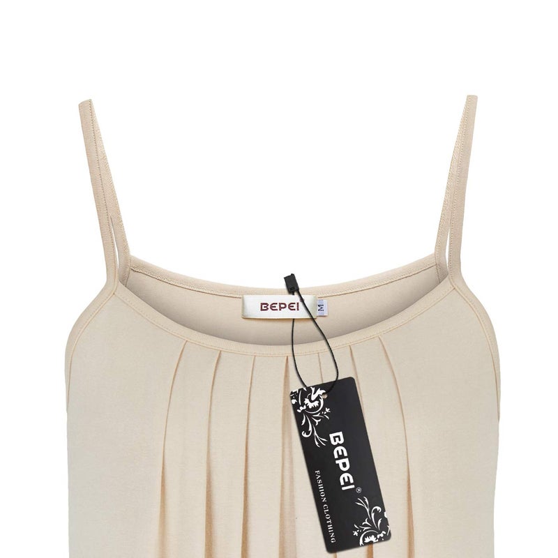 BEPEI Camisoles for Women,Cute Modest Tank Tops Holiday Vacation Wedding Dating Graceful Blouse Flowy Bottom Extra Long Shirt Tunic Beach Clothes Fashion 2026 Beige L - Image 3